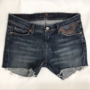 7 For All Mankind Dark Wash Cutoff Jean Shorts s28
